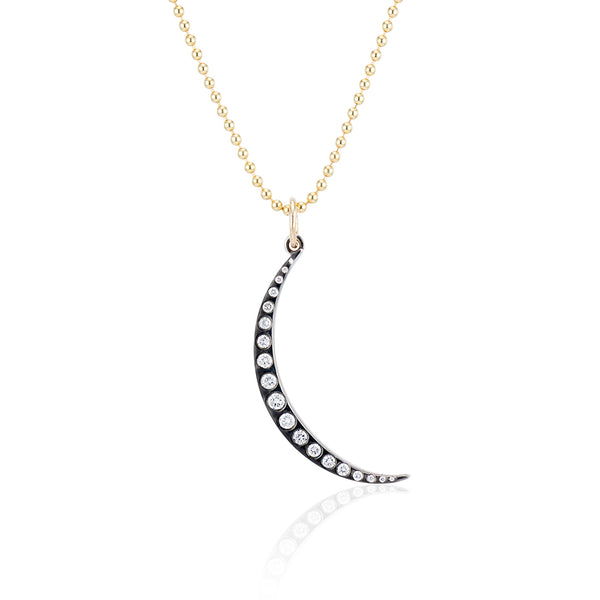 Cascading Diamond Crescent Moon Necklace