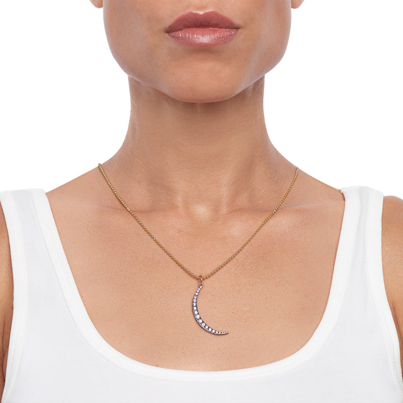 Cascading Diamond Crescent Moon Necklace