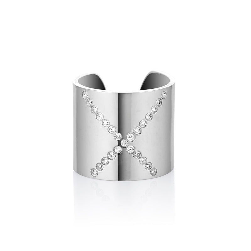 Bright White X Cuff Ring