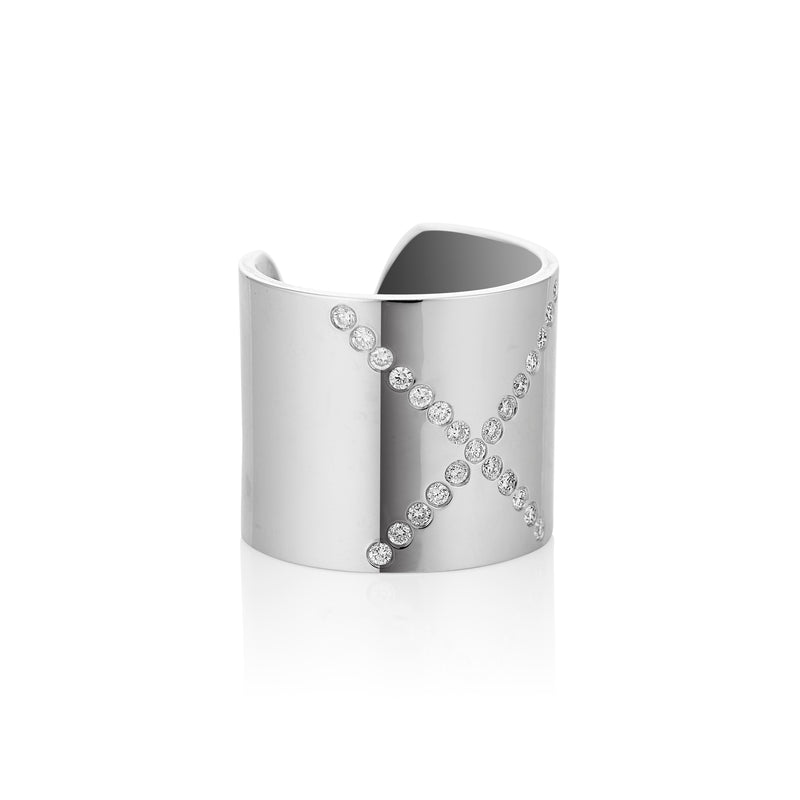 Bright White X Cuff Ring