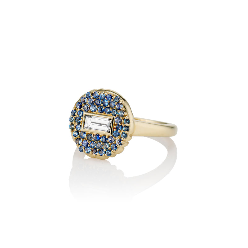 Montana Sapphire Baguette Diamond RIng