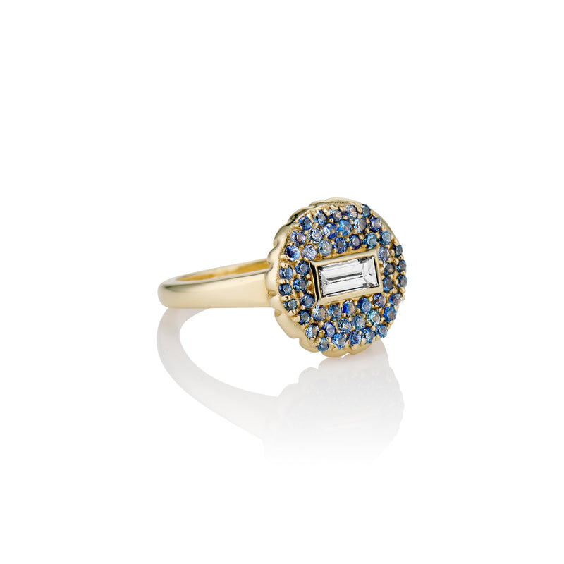 Montana Sapphire Baguette Diamond RIng