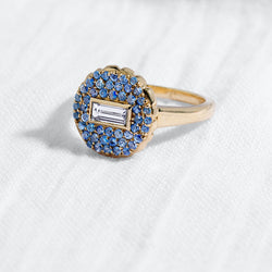 Montana Sapphire Baguette Diamond RIng