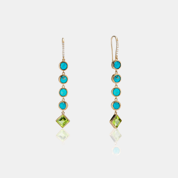 Kingman Turquoise + Peridot Drop Earrings